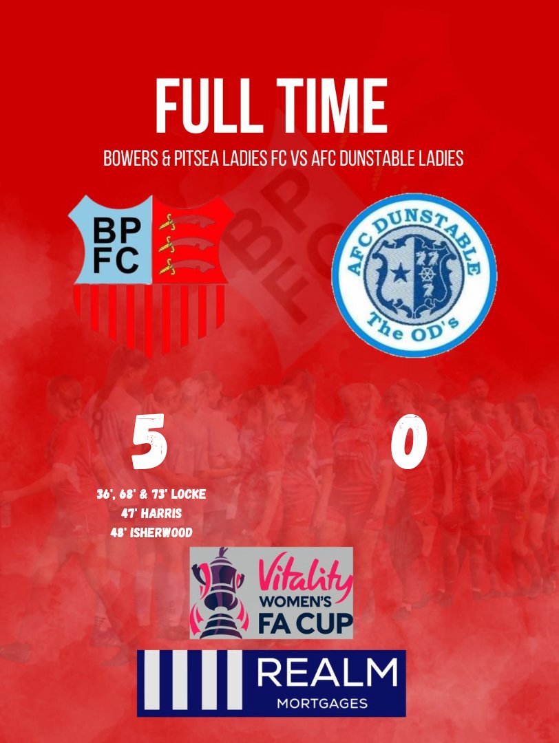bowersladiesfc's tweet photo. Full time here at The Len Salmon Stadium and it's a thumping result for the reds! 

In the 🎩 for the 3rd round qualifying! 

UP THE REDS! 💪🏻 https://t.co/DEPm5ZdzjJ
