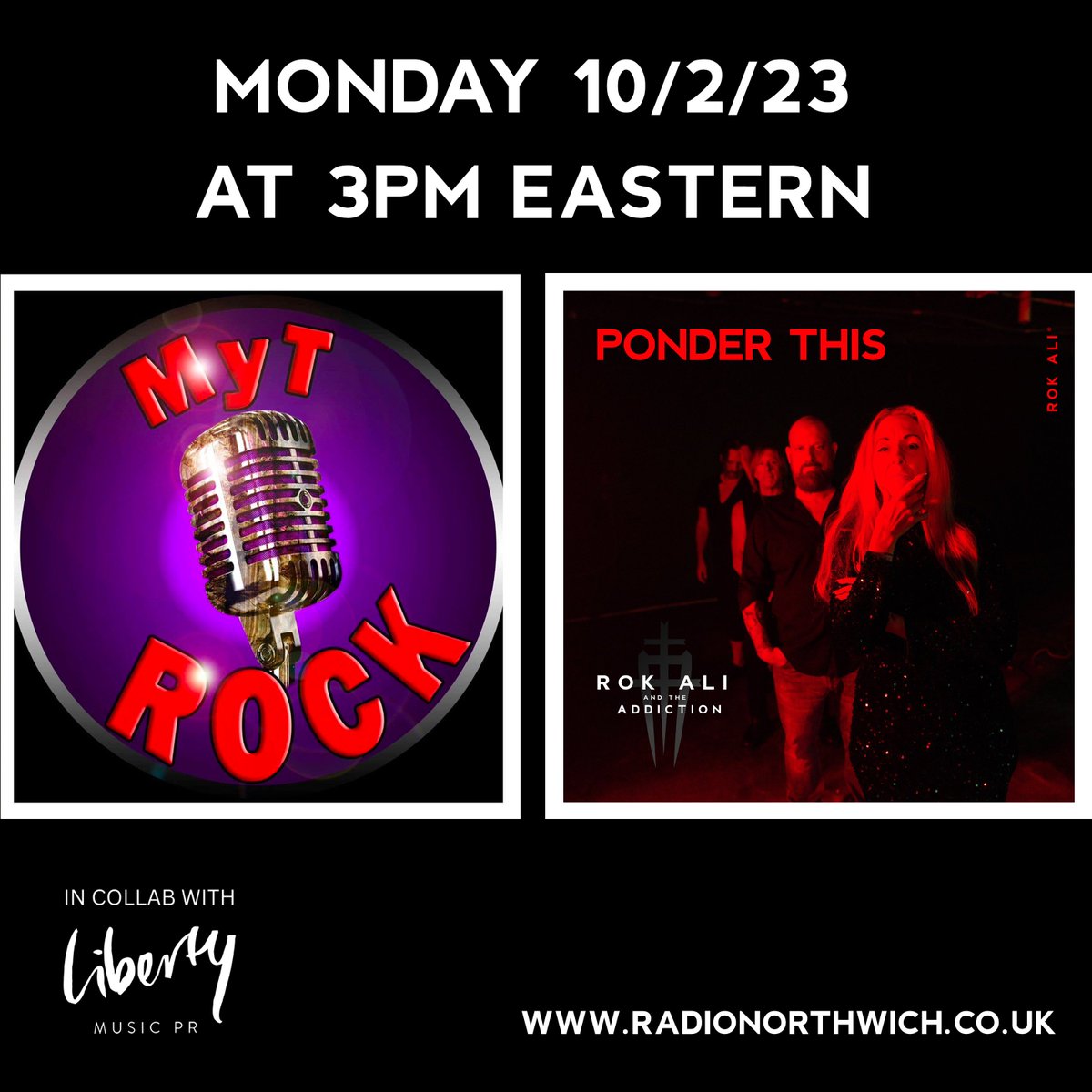 rokalimusic's tweet photo. "Ponder This" - Rok Ali and The Addiction on @RadioNorthwich! Tune in this Monday 10/2/23!

https://t.co/ILcnegsI0x

@allaliensmusic 
@LibertyMusicPR https://t.co/zt5NlHIkJZ