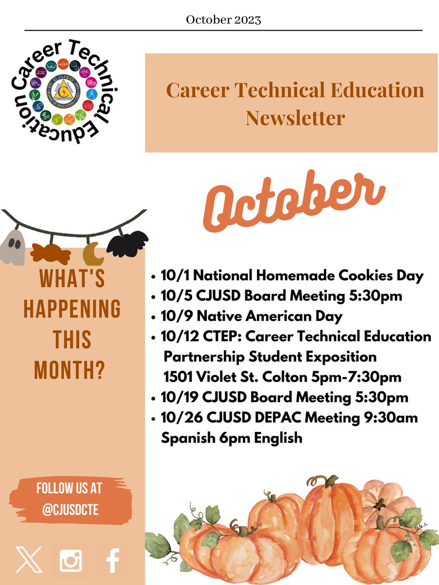 Take a look at #CJUSDCTE October 2023 Newsletter with upcoming CJUSD events #CJUSDCARES #CJUSD