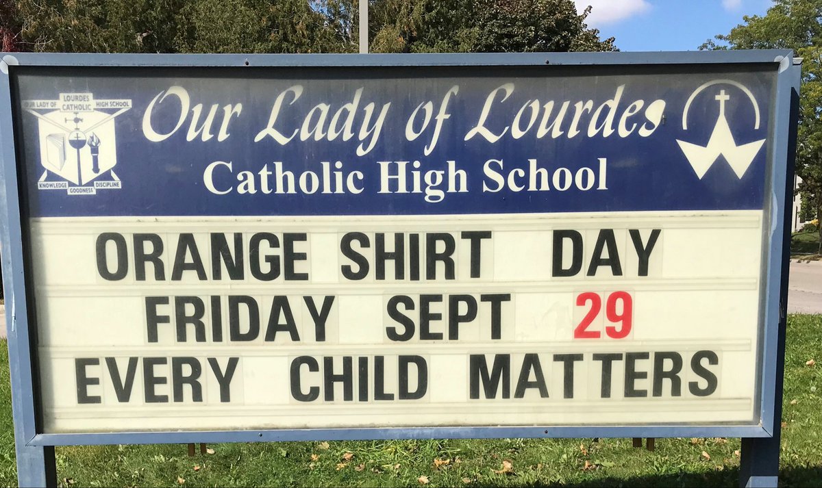 The Metis & Every Child Matters flags fly @OLOLCRUSADERS. Powley Day Sept 19 👉legal recognition of prior Metis hunting rights in Ontario. Sept 29 Orange Shirt Day 👉sharing voice with Phyllis Webstad & other residential school survivors whose ways were taken from them.