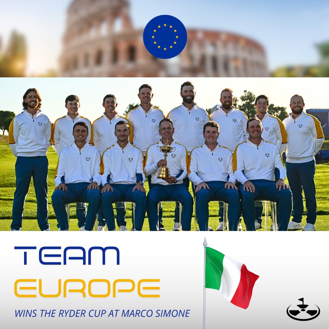NUCLRGOLF's tweet photo. 🚨🏆🇪🇺 #ROME SWEET HOME  — TEAM EUROPE WINS THE 44TH RYDER CUP! 

#TeamEurope | #RyderCup https://t.co/BwchcgU605