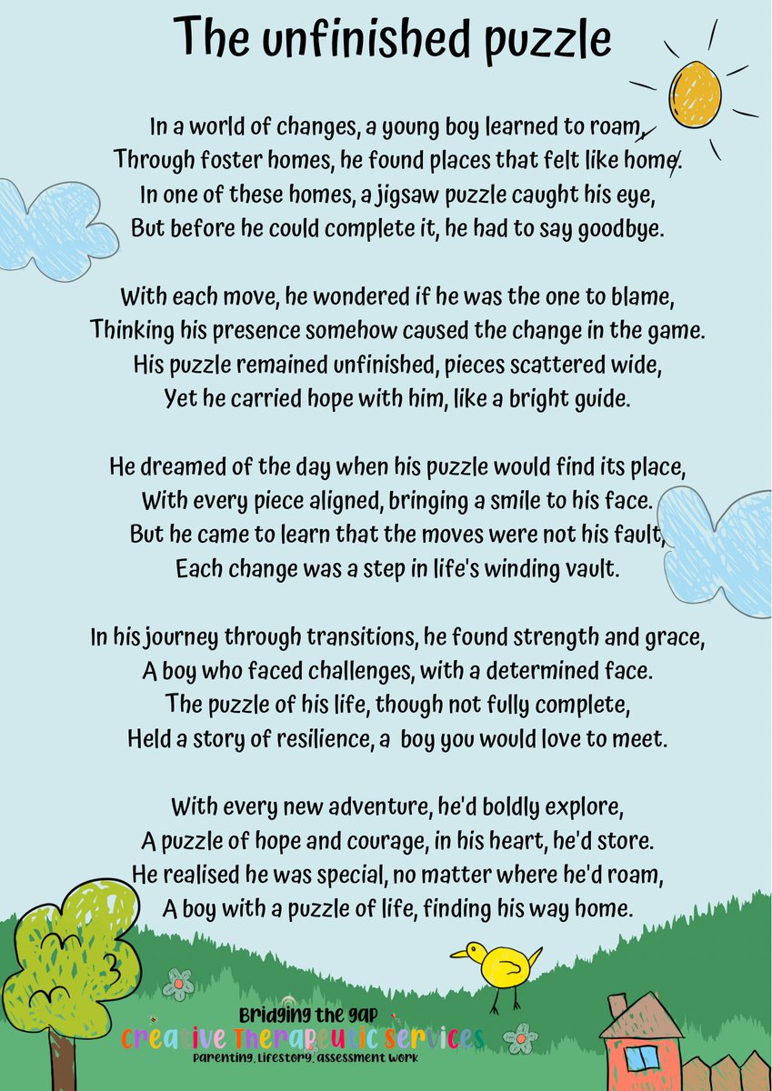 The Unfinished Puzzle - As a Therapeutic lifestory social worker, I’ve had the privilege of working with many incredible children, each with their unique stories and challenges. However, there was one particular experience that left a lasting impact on me and even inspired me to