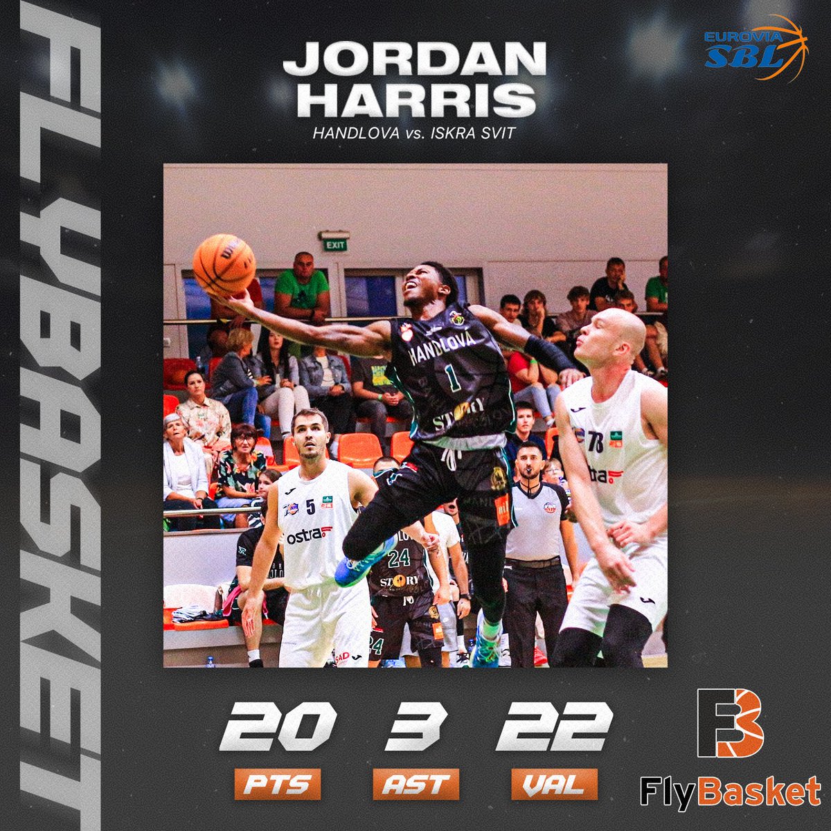 🔥 Jordan Harris put up a solid shooting performance to help Handlova get the win against Iskra Svit! 🇸🇰

👏👏👏

#FlyBasket