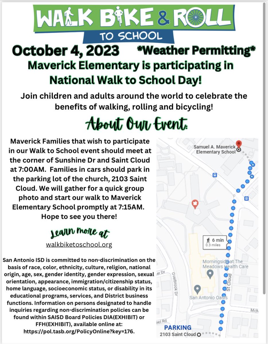 Familias Dragón: Ayúdanos a celebrar la Caminata Nacional a la Escuela este miércoles 4 de octubre de 2023. 

Dragon Families: Help us celebrate National Walk to School this Wednesday, October 4, 2023.