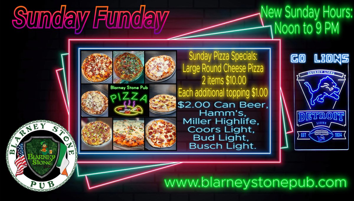 Sunday Funday. Pizza Specials.