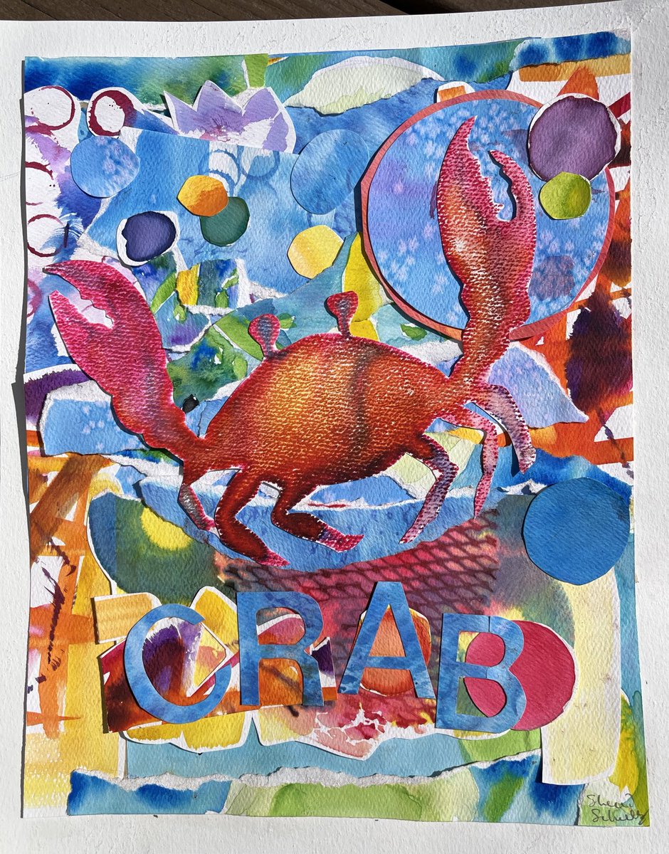Watercolor collage 8x10. It looks like an Eric Carle.