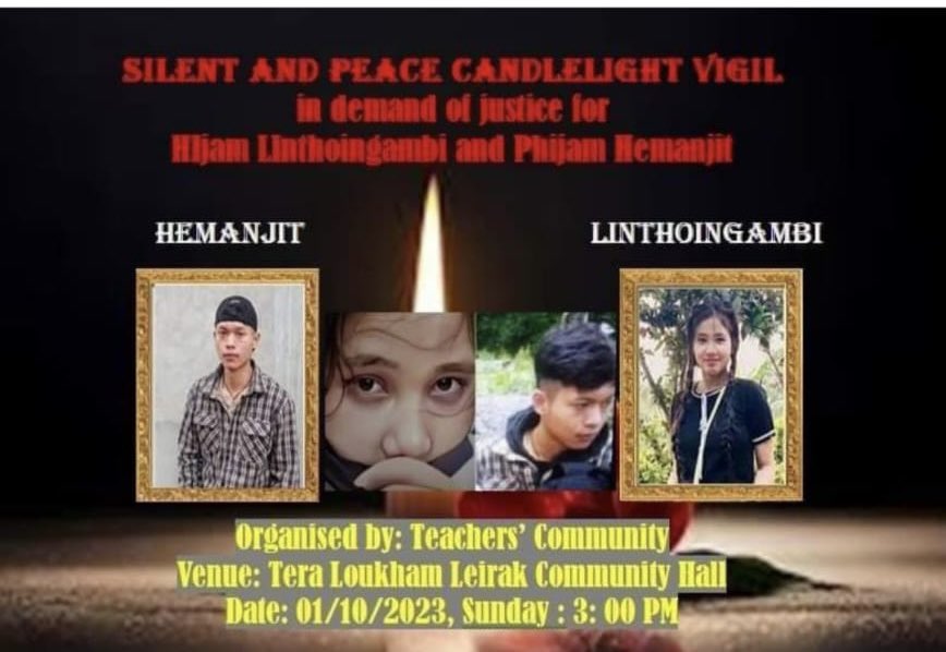 Thoithoiba94's tweet photo. Today, Teachers’ community of Manipur organised a silent and peace candlelight vigil in demand of justice for #Linthoingambi and #Hemanjit who were mercilessly murder by #KukiZoNarcoTerrorist.
#ManipurAgainstNarcoTerrorism
#Justic4LinthoiNHemanjit
#KukiZoHorror https://t.co/NYF9b1pk1R