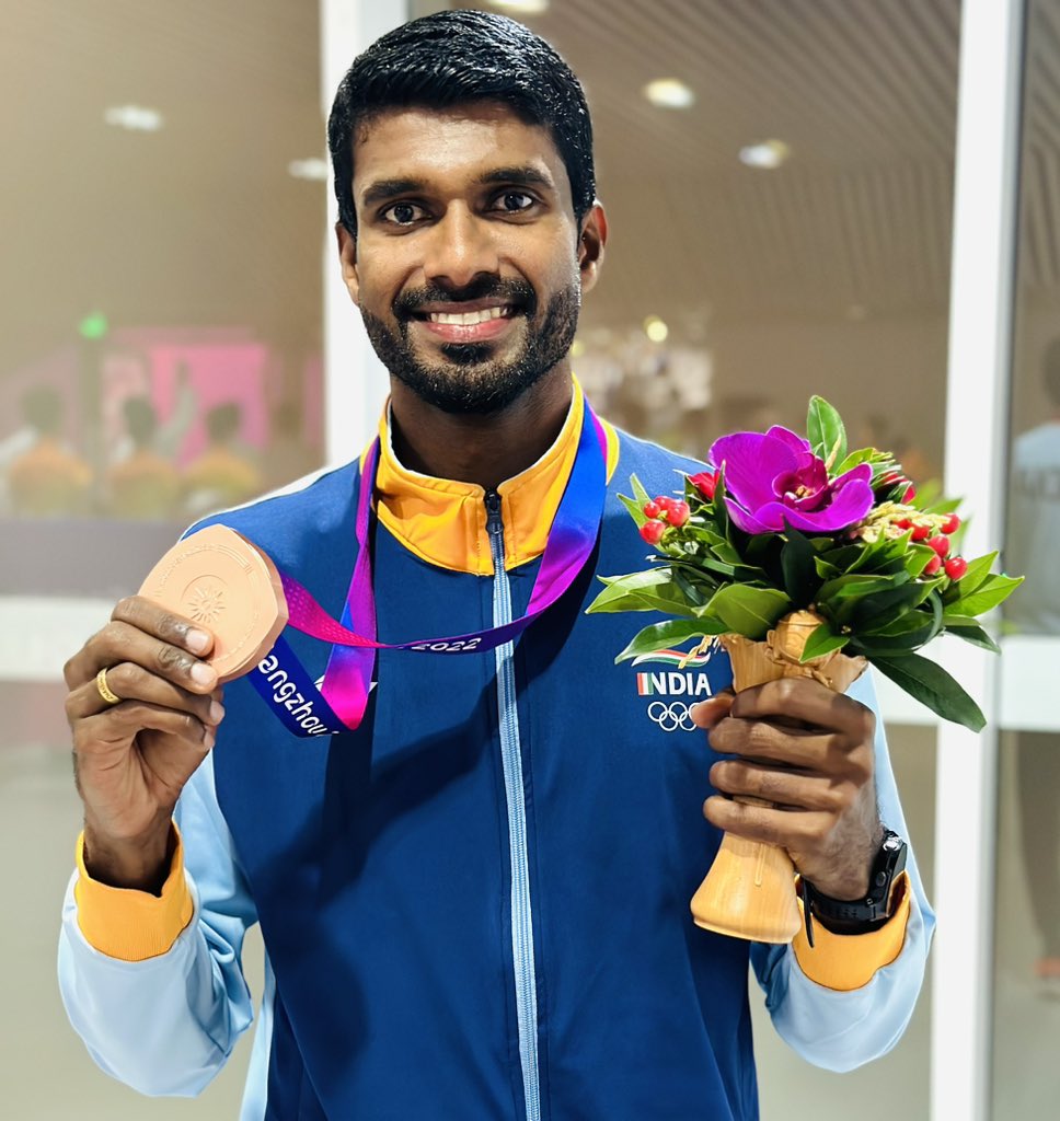 This is a real comeback of mine. Feeling blessed to finish at the podium once again in asian games 2023. Thanks to @Media_SAI @afiindia @adgpi and @RFYouthSports Special mention to my coaches friends and family. Thanks alot for shower of love and support #AsianGames2023 🥉