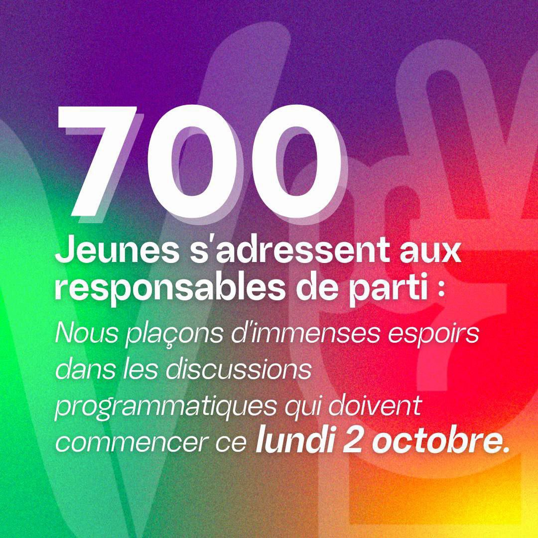 ana_dln's tweet photo. "Responsables de la NUPES : la jeunesse vous regarde !"

Nous sommes 700 jeunes à interpeller nos organisations politiques pour faire aboutir les discussions programmatiques pour les élections européennes.

Demain, ne nous décevez pas ! ✌️

➡️ https://t.co/5x9tETr1pY… https://t.co/K18sxoBhXh
