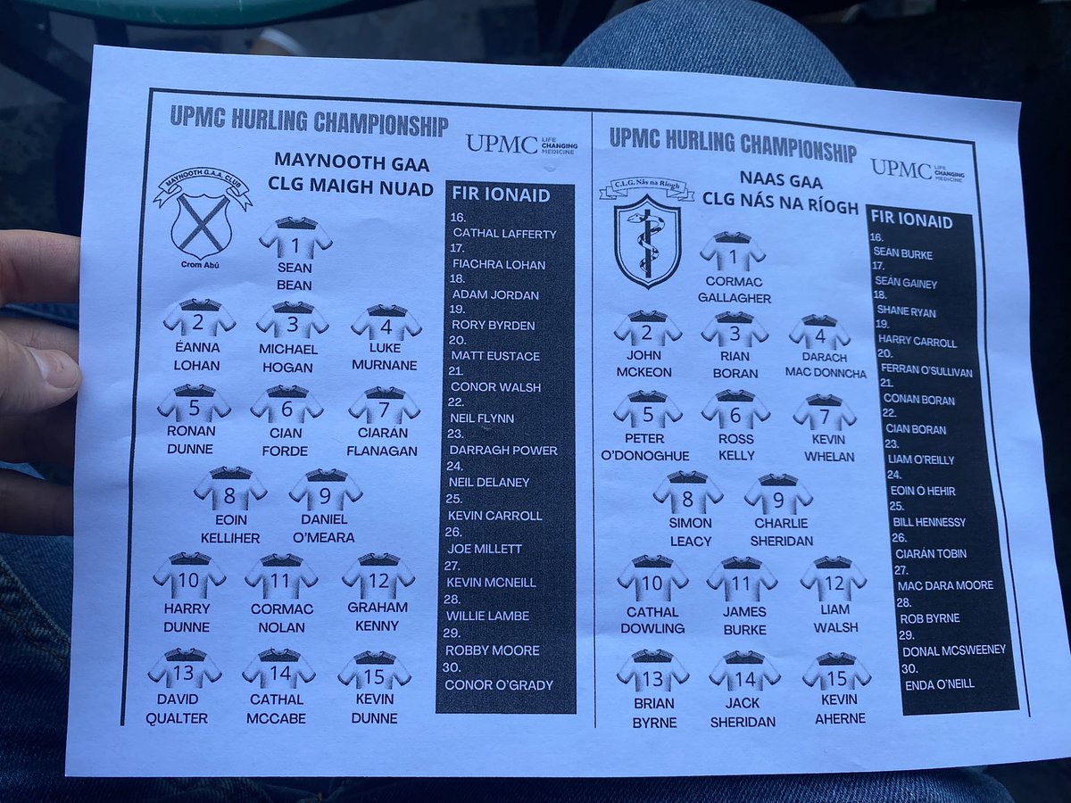 The teams for the Senior Hurling Semi Final at 4:45pm.