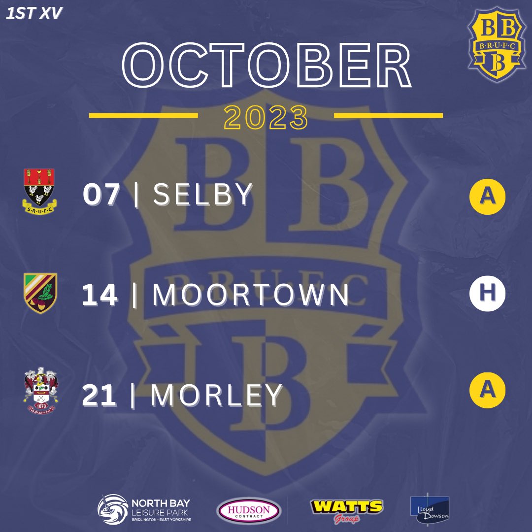 Bridlington RUFC (@bridrufc) on Twitter photo ๐๏ธ 1ST XV OCTOBER FIXTURES ๐๏ธ
๐ Away to <a href="/selby_rufc/">Selby RUFC</a>
๐ Home to <a href="/MoortownRUFC/">Moortown RUFC</a>
๐ Away to <a href="/MorleyRugby/">Morley RFC</a>
#BRUFC #UTB ๐๏ธ 1ST XV OCTOBER FIXTURES ๐๏ธ
๐ Away to <a href="/selby_rufc/">Selby RUFC</a>
๐ Home to <a href="/MoortownRUFC/">Moortown RUFC</a>
๐ Away to <a href="/MorleyRugby/">Morley RFC</a>
#BRUFC #UTB