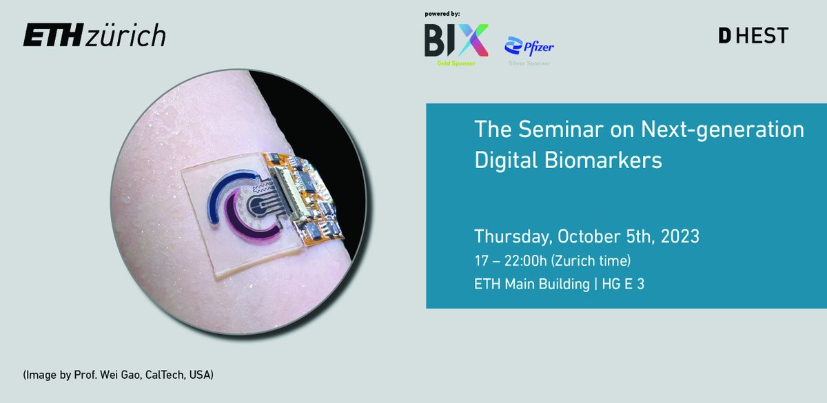 Excited to share my next talk "#Sensors for #wearable #breath analysis" at the Seminar on Next-generation #digital #biomarkers at ETH Zürich on Thursday, October 5th, starting at 17h (CEST)🤩The event will be held in-person &amp; online and free to register: shorturl.at/mtIQ4