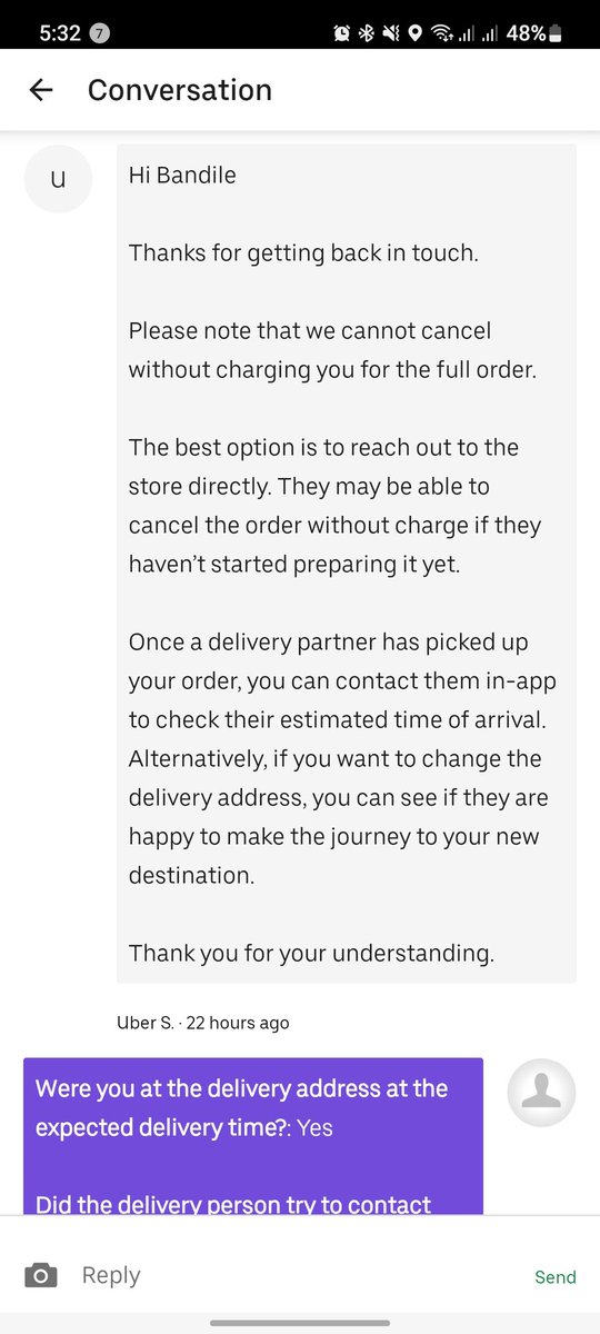 thewordsmithrsa's tweet photo. @UberEats I'm not sure if this is the kind of service we should be expecting from you. It's just nonsensical. 
I hope to hear from you within 16 hours, and failure comply, we'll force my hand. https://t.co/ombgdxhArH