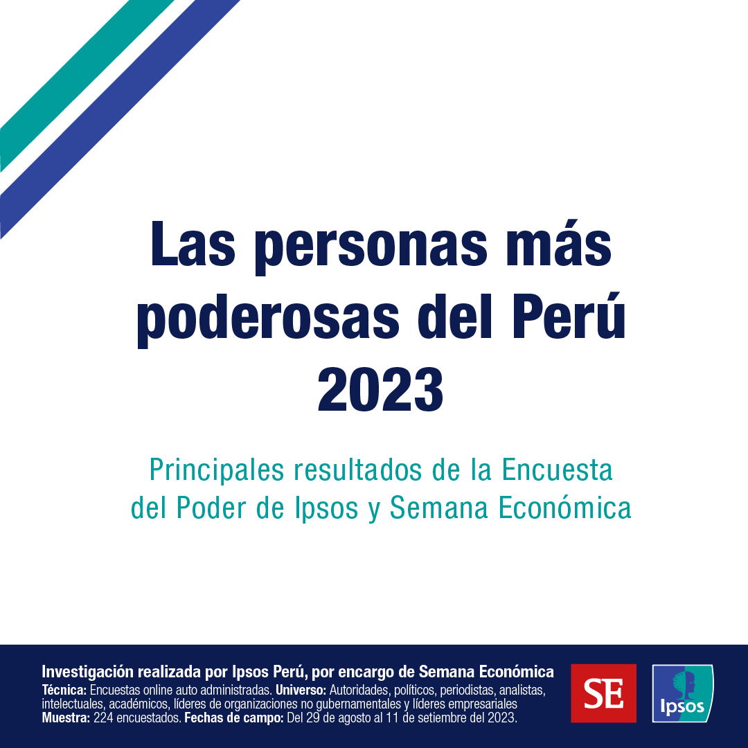 ipsosperu's tweet photo. #PODER2023| Dina Boluarte y Alberto Otálrola encabezan la lista de los peruanos más poderosos del Perú, de acuerdo con los resultados de la XLIII Encuesta del Poder, investigación realizada entre líderes de opinión por #IpsosPeru, por encargo de @SEMANAeconomica https://t.co/PmsvoeSpqZ