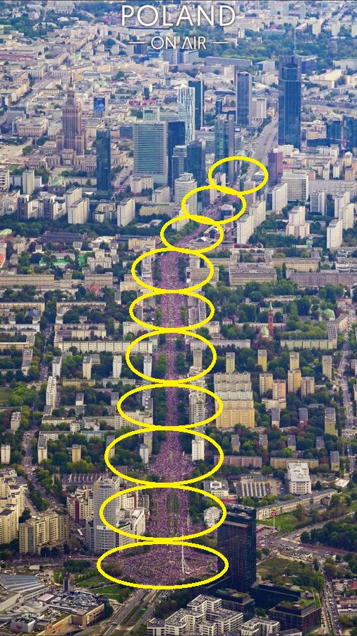 pikus_pol's tweet photo. Z tego co czytam, zdjęcie pokazuje cały #MarszMilionaSerc  od początku do końca.
W 10 kółkach🤫 zaznaczyłem po 100.000 uczestników.
Czyli na przykład:
1 kółko - Cały Koszalin
2 kółko - Grudziądz
3 kółko - Słupsk
4 kółko - Kalisz ... itd...
Łapiecie Pelikanki???😂😂🤫 https://t.co/H2ZXYglM2M