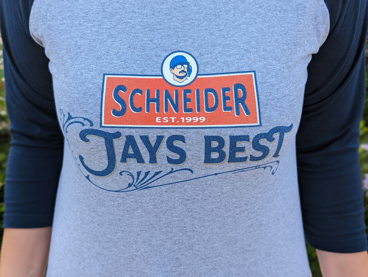 Congrats to the <a href="/BlueJays/">Toronto Blue Jays</a> for clinching a wild card! Our good friend <a href="/DennisJobin/">Dennis Jobin</a> illustrated a beautiful shirt. Think he should launch a Schneider line? John, you're up next! #stachelove #hotdog