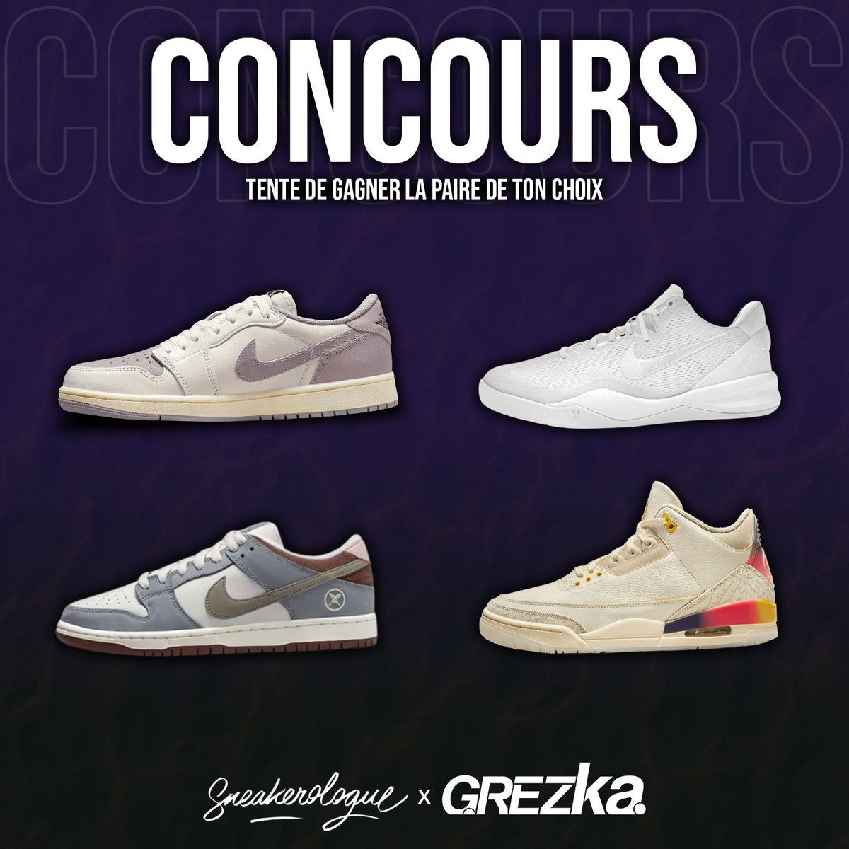 grezkaa's tweet photo. 🎁 CONCOURS SNEAKERS 🎁
TENTE DE GAGNER LA PAIRE DE TON CHOIX 
〰
LES RÈGLES POUR PARTICIPER :
1- FOLLOW @Sneakerologue &amp; @grezkaa
2- RT et LIKE LE TWEET 
3- TAG 1 POTE EN COMMENTAIRE 
4-DIS NOUS LA PAIRE ET LA TAILLE
〰
Résultat le jeudi 5 Octobre a 18h !
〰
Bonne chance 🍀 https://t.co/NmjwwVZ2DU