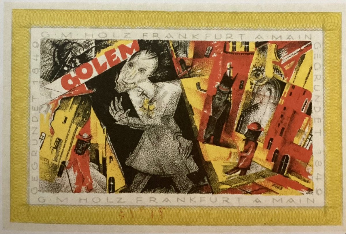 AntonJaegermm's tweet photo. An emergency banknote designed during the German hyperinflation, in expressionist style https://t.co/jiJqf7BBQI