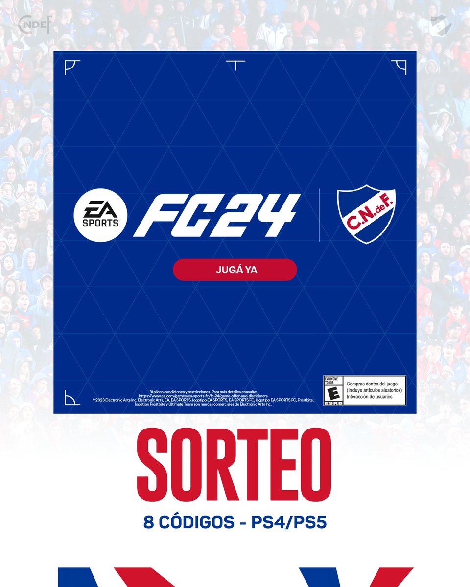 Nacional's tweet photo. 𝗦𝗢𝗥𝗧𝗘𝗢 🎟️

Nacional y @easportsfclatam sortean 8 códigos EA Sports FC exclusivos para socios del Club Gigante 🙌🏼

Para participar:
✅Seguir a Nacional y @easportsfclatam
✅Like a esta publicación
✅Arrobá a la persona con quien jugarías una partida de #FC24 y comentá tu número de socio
✅Reposteá este tweet  
 
⏳️Tenés tiempo hasta el miércoles 4 de octubre 💪🏼
 
¡Mucha suerte! 🍀