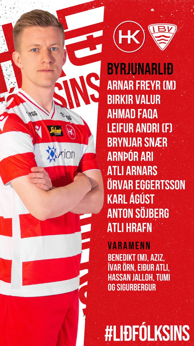 ⭐️ Byrjunarliðið hjá strákunum gegn ÍBV klukkan 17:00

🎟️ Tryggðu þér miða í Stubbur App

🔴 ÁFRAM HK!