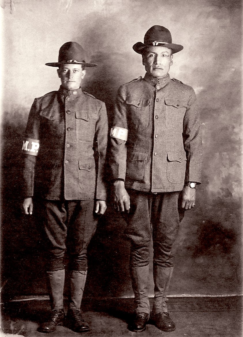 LakotaMan1's tweet photo. On the right, Moses Clown, Crazy Horse’s nephew in 1917. Killed in combat in World War I just 10 days before the armistice. Thousands of Natives fought in that war. 

Fighting and dying for a nation that did not grant them citizenship (of their own country) until 1924. https://t.co/efybT2ebvg