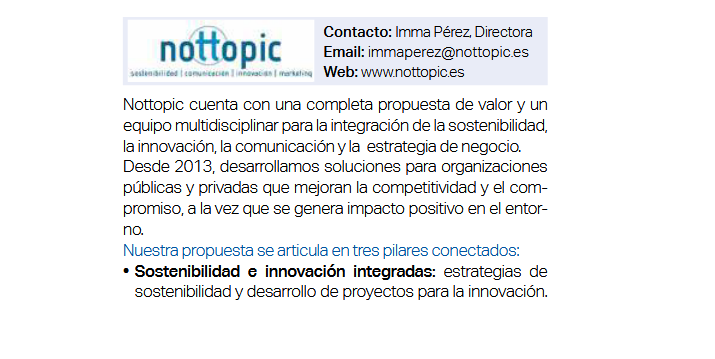 Corresponsables's tweet photo. .@nottopic cuenta con una completa propuesta de #valor y un equipo multidisciplinar para la integración de la #sostenibilidad, la #innovación, la #comunicación y la estrategia de negocio. Más información en el #AnuarioCorresponsables2023 👉 https://t.co/PYoK07uLXt https://t.co/bZRIs6ac4z