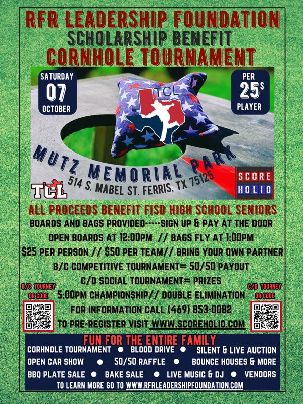 McGee_Vision's tweet photo. Next weekend at Mutz Memorial Park
Looking forward to Fellowship and helping raise scholarships for our students. #FTAB https://t.co/J5UEm0WoDp