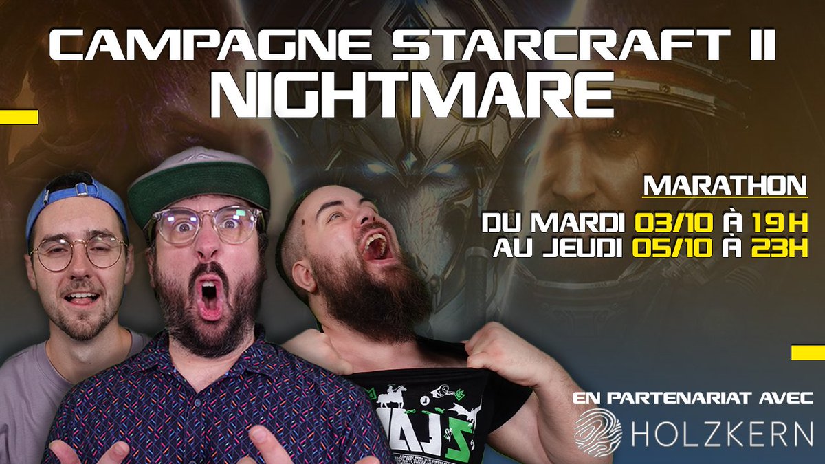 comeback_tv's tweet image. Annonce !! 
Pour fêter la première année d&apos;existence de la CBTV,  on démarre le 3 octobre un Marathon nonstop de 52h sur la Campagne SCII version 2.0 en difficulté Nightmare ! 

Happenings, aventure humaine &amp;amp; épuisement, c&apos;est à partir de Mardi 19h00 en partenariat avec Holzkern!