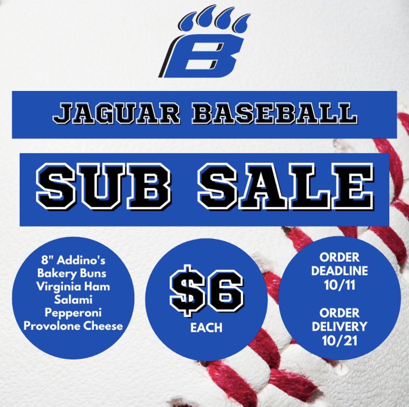 HBHS Baseball Sub Sale is still underway!  <a href="/HBHSathletics/">Hilliard Bradley Athletics</a> 

form.jotform.com/232628284973164

Delivery October 19-21