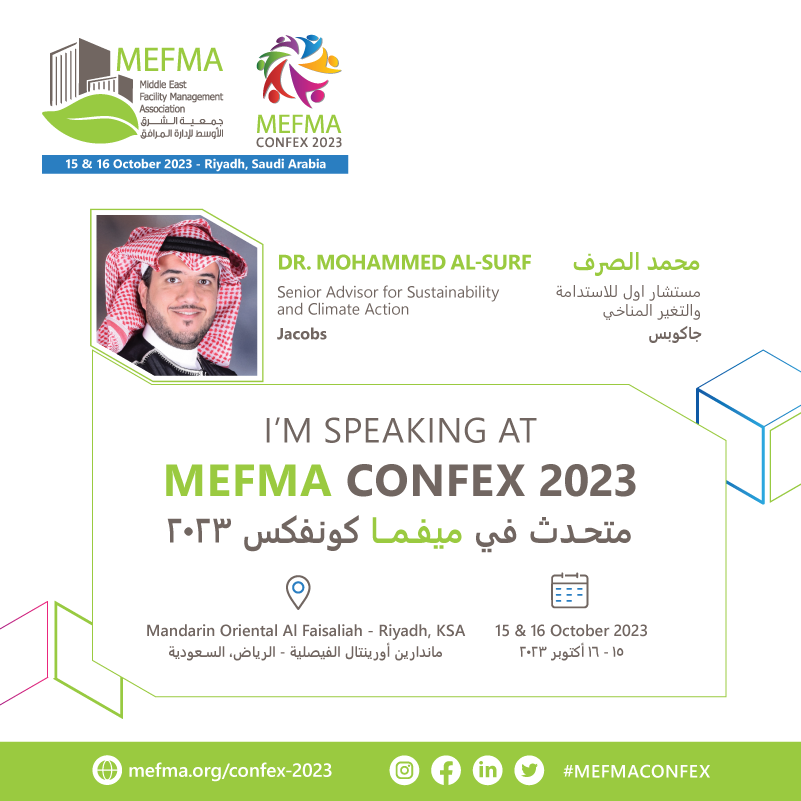 I will be speaking at the MEFMA CONFEX 2023 on October 15 &amp; 16, 2023 at the Mandarin Oriental Al Faisaliah Riyadh.
Visit lnkd.in/dsXwWzWV to register and know more about the event! #MEFMACONFEX

 سأكون متحدثاً في ميفما كونفكس 2023 بتاريخ 15 &amp; 16 أكتوبر 2023 في فندق