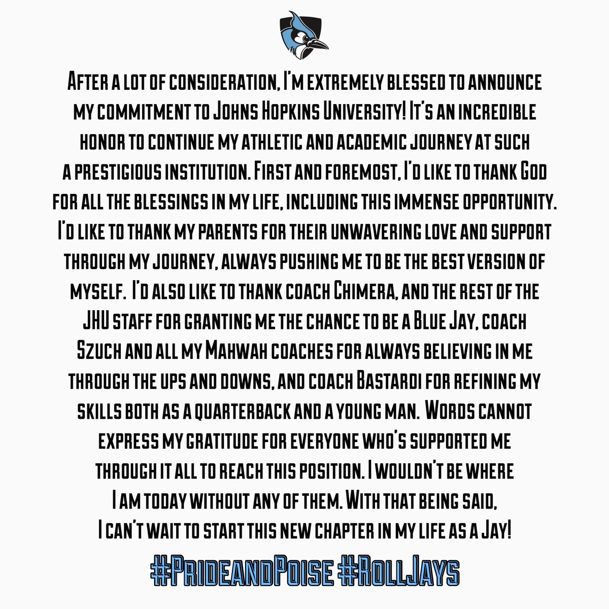 100% Committed. <a href="/JHU_Football/">Johns Hopkins Football</a> #PrideandPoise