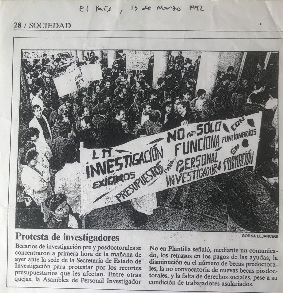 Los ex-becarios de investigación exigimos una solución legal para el reconocimiento del tiempo no cotizado a la Seguridad Social
Fuimos obligados a #TrabajarConBecasSinCotizar pues entonces no había otra opción, si querías dedicarte a la ciencia en España 
<a href="/joseluisescriva/">José Luis Escrivá</a>