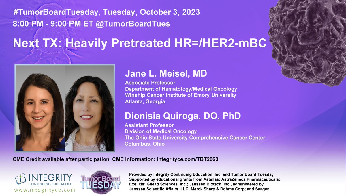 #TumorBoardTuesday (@tumorboardtues) on Twitter photo 🍂<a href="/jane_meisel/">Jane Lowe Meisel, MD</a> <a href="/quirogad/">Dionisia Quiroga, DO, PhD, FASCO</a> are finalizing the upcoming #BCSM #TumorBoardTuesday for 10/03
🌴Join at 8pm ET to discuss CDK4/6i treatment options & breaking updates to ADC use in those with HR+/HER2- met #BreastCancer
🏝️FREE #CME
👉🏽integrityce.com/TBT2023👈🏼 🍂<a href="/jane_meisel/">Jane Lowe Meisel, MD</a> <a href="/quirogad/">Dionisia Quiroga, DO, PhD, FASCO</a> are finalizing the upcoming #BCSM #TumorBoardTuesday for 10/03
🌴Join at 8pm ET to discuss CDK4/6i treatment options & breaking updates to ADC use in those with HR+/HER2- met #BreastCancer
🏝️FREE #CME
👉🏽integrityce.com/TBT2023👈🏼