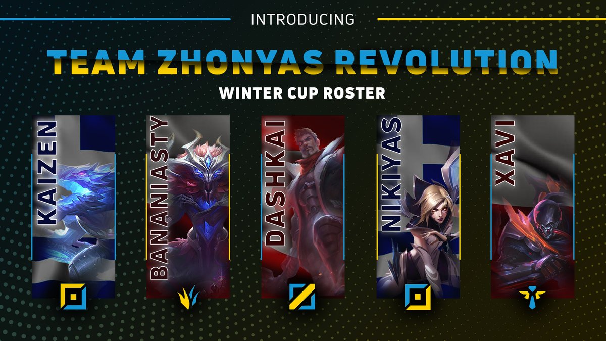 Greek Revolution Esports (@gr3esports) on Twitter photo We are happy to present you our roster for the upcoming Pro-Am of <a href="/GRLegends/">Greek Legends League</a> !
🔝: <a href="/KaiZen__lol/">KaiZen</a>
🌴: <a href="/Bananiastyyy/">Bananiasty</a>
🧙♂️: <a href="/Dashkai1/">dashkai</a>
🏹: <a href="/Nikiyasss/">Nikiyas</a>
🚑: <a href="/Xavi_lol1/">Xavi</a>
Subs:
🏹 <a href="/Leventor_lol/">Leventor</a>
🚑 <a href="/Varinlol_/">Kerem Karalı</a>
HC : <a href="/Coach_Fugis/">Fugis</a>
AC : @JCSVM
Manager: @fXUfJGAGSxIEy8t We are happy to present you our roster for the upcoming Pro-Am of <a href="/GRLegends/">Greek Legends League</a> !
🔝: <a href="/KaiZen__lol/">KaiZen</a>
🌴: <a href="/Bananiastyyy/">Bananiasty</a>
🧙♂️: <a href="/Dashkai1/">dashkai</a>
🏹: <a href="/Nikiyasss/">Nikiyas</a>
🚑: <a href="/Xavi_lol1/">Xavi</a>
Subs:
🏹 <a href="/Leventor_lol/">Leventor</a>
🚑 <a href="/Varinlol_/">Kerem Karalı</a>
HC : <a href="/Coach_Fugis/">Fugis</a>
AC : @JCSVM
Manager: @fXUfJGAGSxIEy8t
