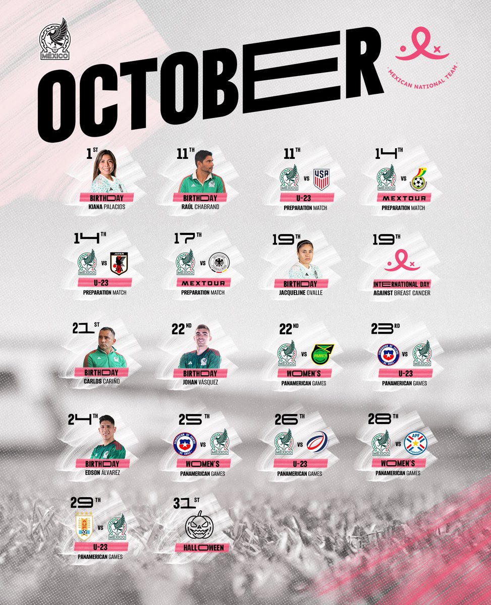 It’s Spooky Season 👻 October is here, Incondicionales. Check out all the important dates for our National Teams. 🗓️⚽️🇲🇽