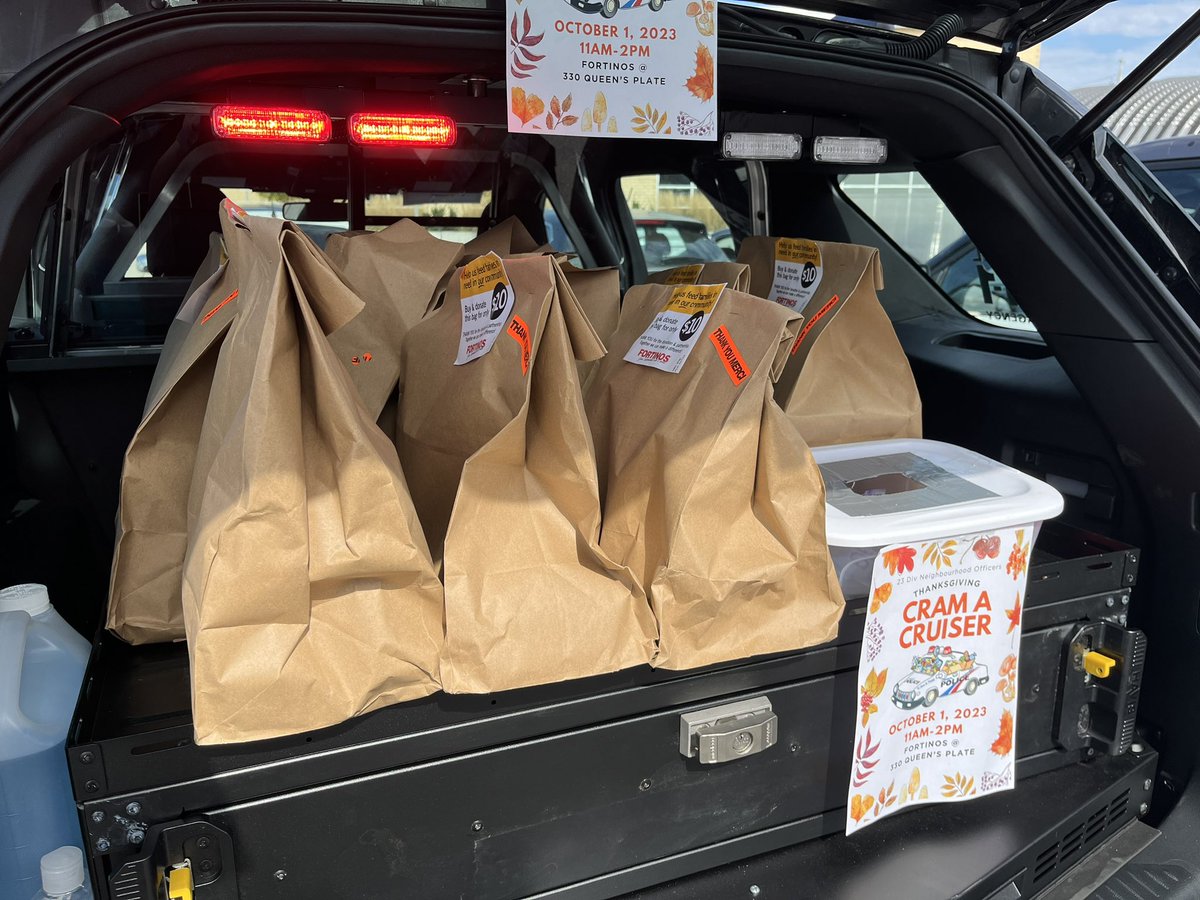 Another great start to <a href="/TPS23Div/">23 Division</a> NCO’s Cram A Cruiser Food Drive at Fortinos Rexdale !!! <a href="/TorontoPolice/">Toronto Police</a> <a href="/TPAca/">Toronto Police Association</a> <a href="/TPS_CPEU/">Community Partnerships & Engagement Unit (CPEU)</a> <a href="/tps39/">Kristy Smith</a> <a href="/TPSMyronDemkiw/">Chief Myron Demkiw</a> <a href="/engage416/">Engage416 | Gang Prevention</a> #support #community #torontopolice