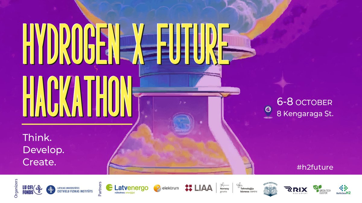 Š.g. 6. - 8. oktobrī Latvijas Ūdeņraža dalībnieki <a href="/Latvenergo/">Latvenergo</a>, <a href="/Lidosta_Riga/">Lidosta_Riga</a>, Rīgas Brīvosta, <a href="/LU_CFI/">LU CFI</a> un <a href="/GreenTechLatvia/">GreenTech Latvia</a> #H2Future ūdeņraža hakatona ietvaros meklēs risinājumus izaicinājumiem kurus ir definējuši #ūdeņradis tehnoloģijām.
Info: bit.ly/h2future2023eng