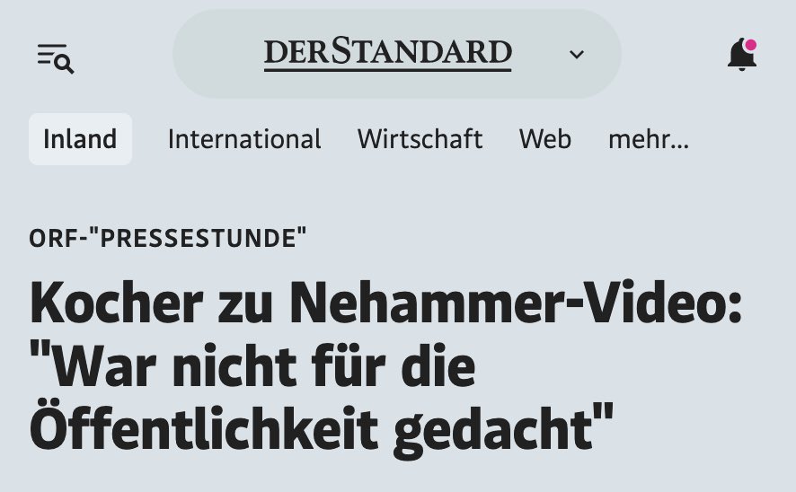 Österreich halt weltweit den ersten Kanzler, der nicht für die Öffentlichkeit gedacht ist.

#Nehammer #ÖVPKrise #ÖVPGameOver