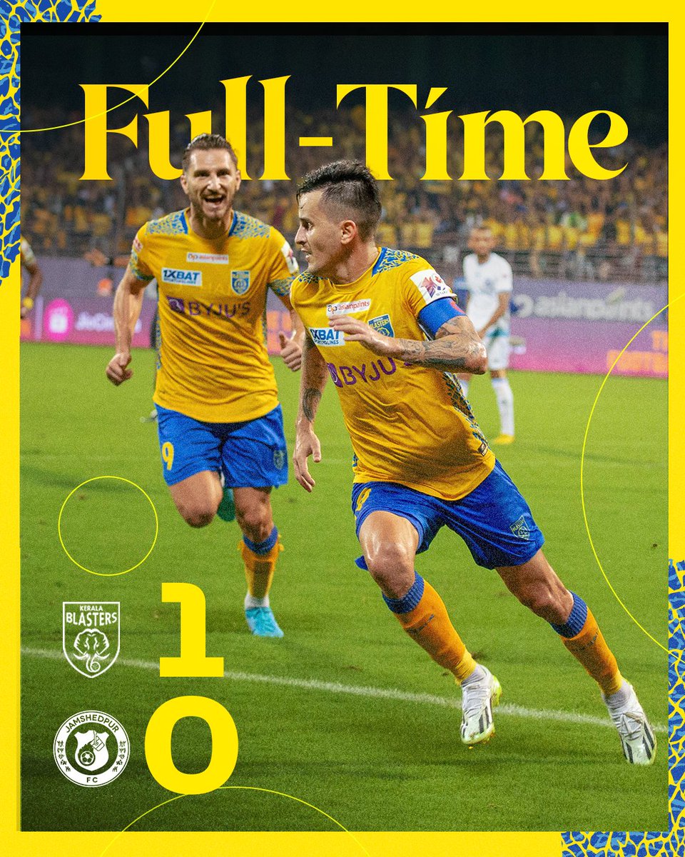 KeralaBlasters's tweet photo. A touch of magic from Luna secures all 3⃣ points for the Men in Yellow 🙌💛

#KBFCJFC #KBFC #KeralaBlasters https://t.co/8PBbgdVCLW
