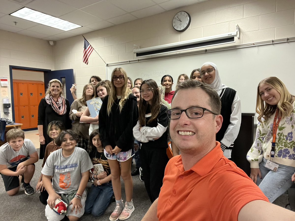 _MarkMcElwee's tweet photo. Very excited to be doing The Origin Project with these wonderful group of students @Shirley_Heim_MS. Students have the opportunity to be published authors. Our field trip to the Library of Virginia for the kickoff event is on Oct 13. #weareheim #unityunleashed #theoriginproject https://t.co/X4PG5uFdJn
