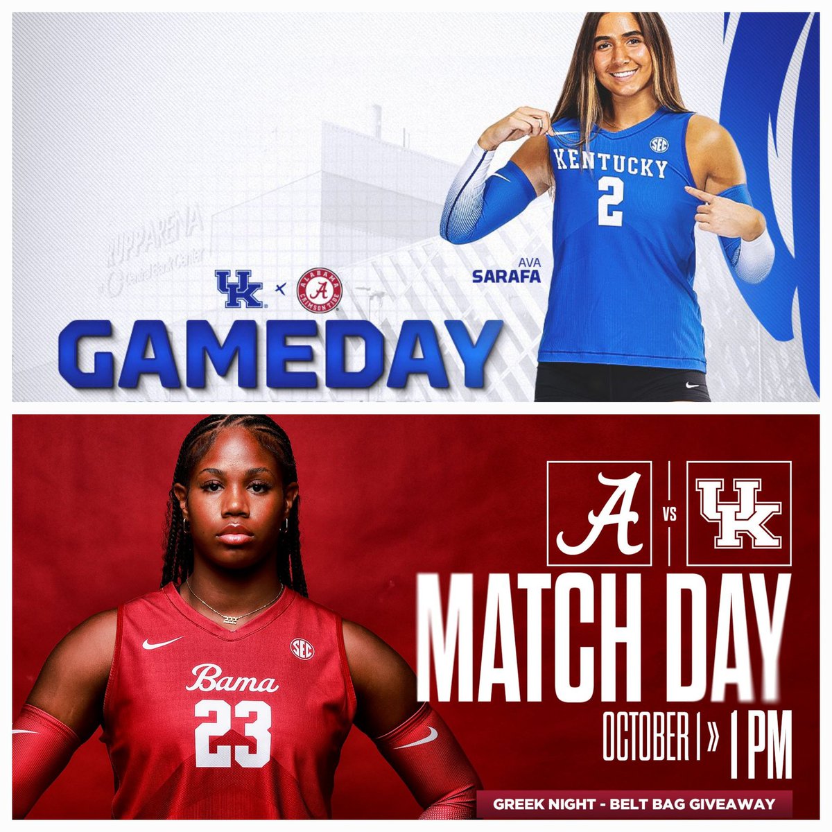 Headed to Tuscaloosa to watch these two great teams compete❗️
@KentuckyVB at @AlabamaVBall