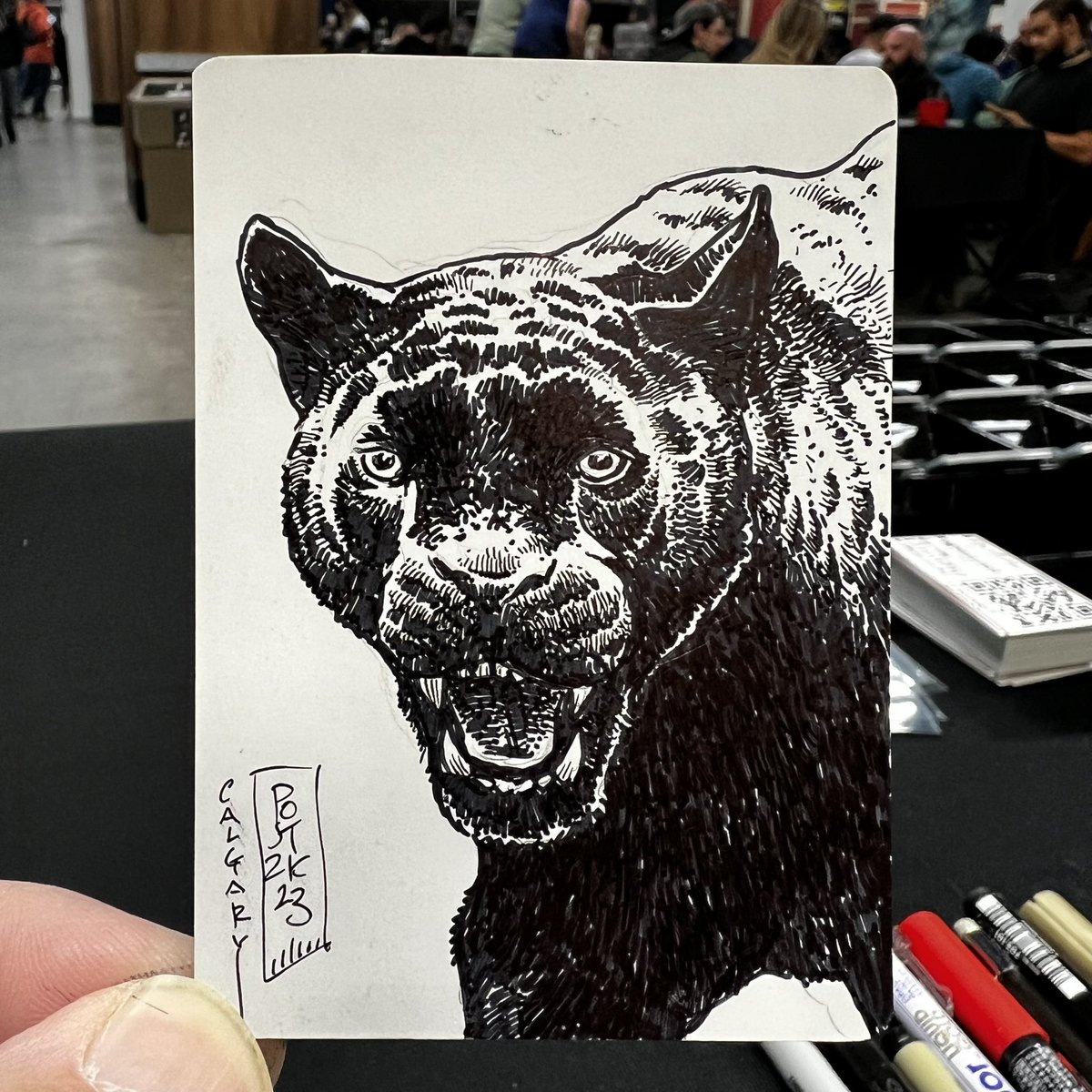 Happy #inktober from #f2ftour Calgary! #drizzt #drizztdourden #guenhwyvar #cat #dungeonsanddragons #forgottenrealms #dnd #mtg #magicthegathering