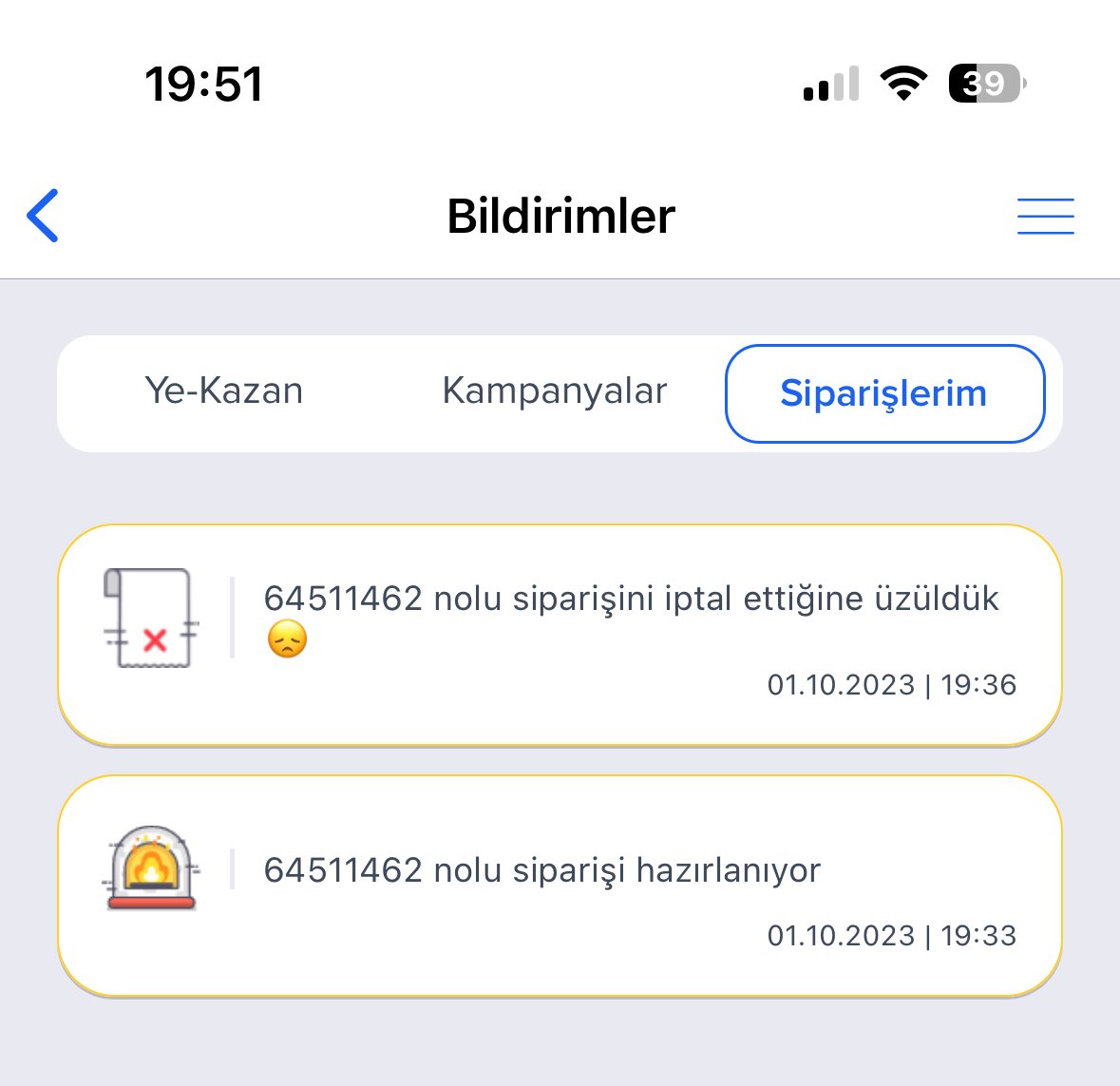 Siparisi habersiz iptal eden siz, uygulamaya siparisi iptal eden ben? Nasil bir sacmalik bu <a href="/DominosTR/">Domino's TR</a> uygulamaniz da, hizmetiniz de rezillik!!!