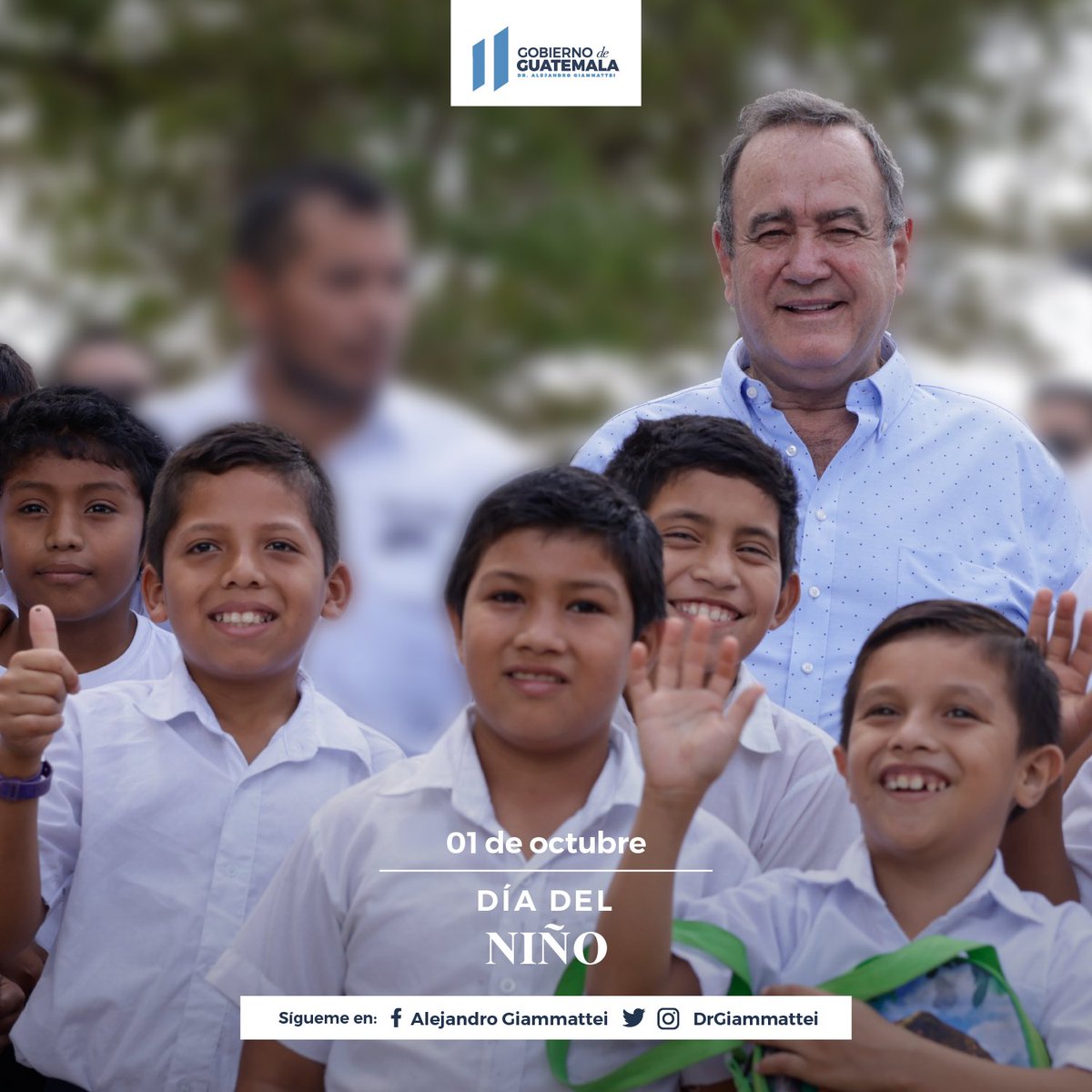 DrGiammattei's tweet photo. En mi gestión hemos priorizado el bienestar de la niñez a través de acciones concretas:

+ 2 millones aportes de Bono Social
+ 47 mil niños atendidos en Cecodii
+ 9 millones de bolsas NutriNiños 
+ 3 millones de estudiantes beneficiados con alimentación escolar 
#FelizDíaDelNiño https://t.co/UwqIrWMhjH