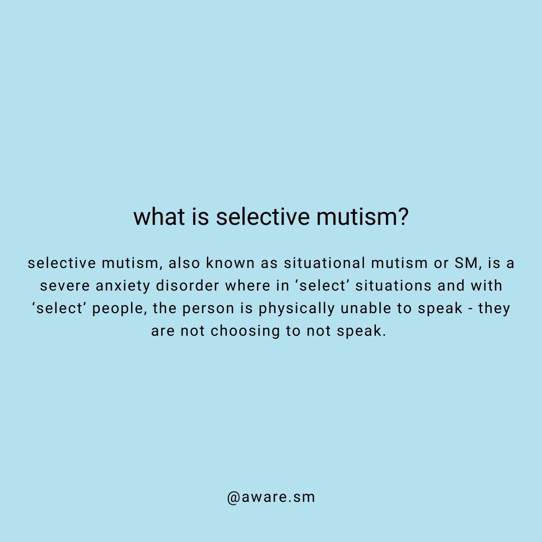 aware_sm's tweet photo. october is selective mutism awareness month 

#selectivemutism #selectivemute #selectivemutismawareness #selectivemutismawarenessmonth #situationalmutism #anxiety #anxietyawareness #mentalhealth #mentalhealthawareness https://t.co/exhzgGcY0d