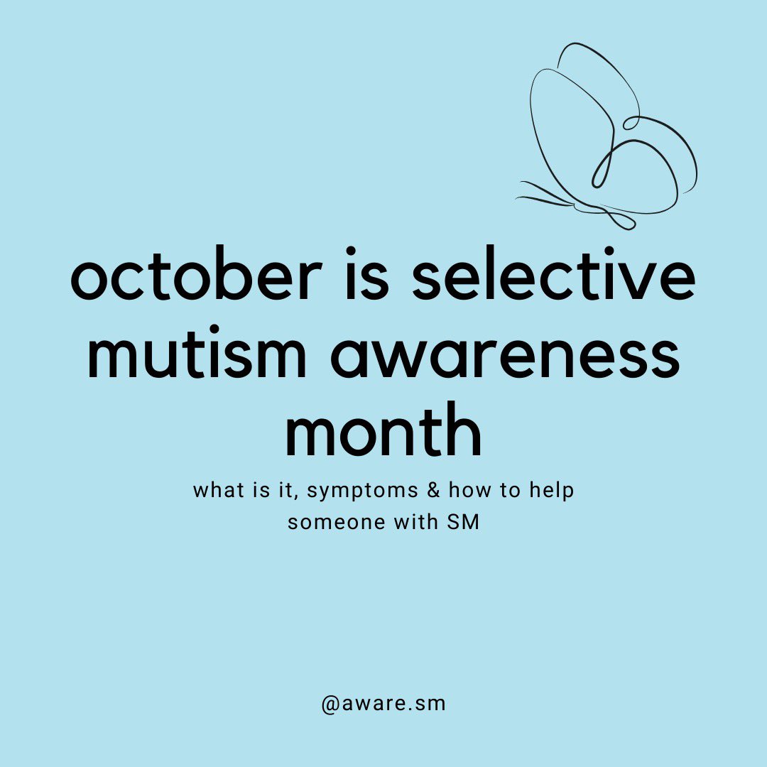 aware_sm's tweet photo. october is selective mutism awareness month 

#selectivemutism #selectivemute #selectivemutismawareness #selectivemutismawarenessmonth #situationalmutism #anxiety #anxietyawareness #mentalhealth #mentalhealthawareness https://t.co/exhzgGcY0d