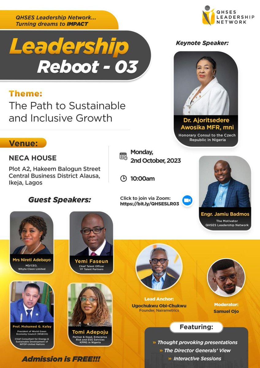 'Small acts, when multiplied by millions of people, can transform the world.'-Howard Zinn

Join the QHSES Leadership Network tomorrow Monday, October 2nd, 2023 to explore the path towards sustainable and inclusive growth.

Register here 👉 bit.ly/QHSESLR03 to join online.