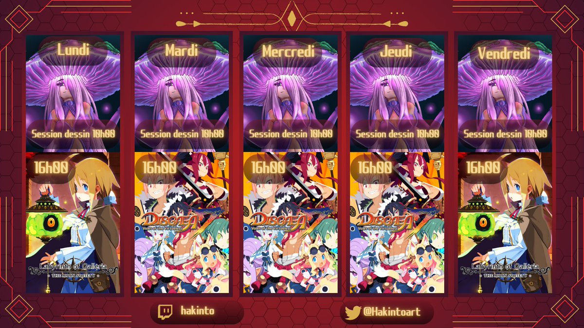 Hakintoart's tweet photo. Planning pour la semaine qui arrive. Dessin le matin, et jeu l'après midi. Il y auras du Disgaea 7 le jour de sa sortis si il sort à l'heure sinon on feras l'autre jeu de la semaine.

➡️https://t.co/3ymuX9Pp4z ⬅️

#streaming #twitchfr #twitch #art #commissionsopen https://t.co/tzyUBTAcX3