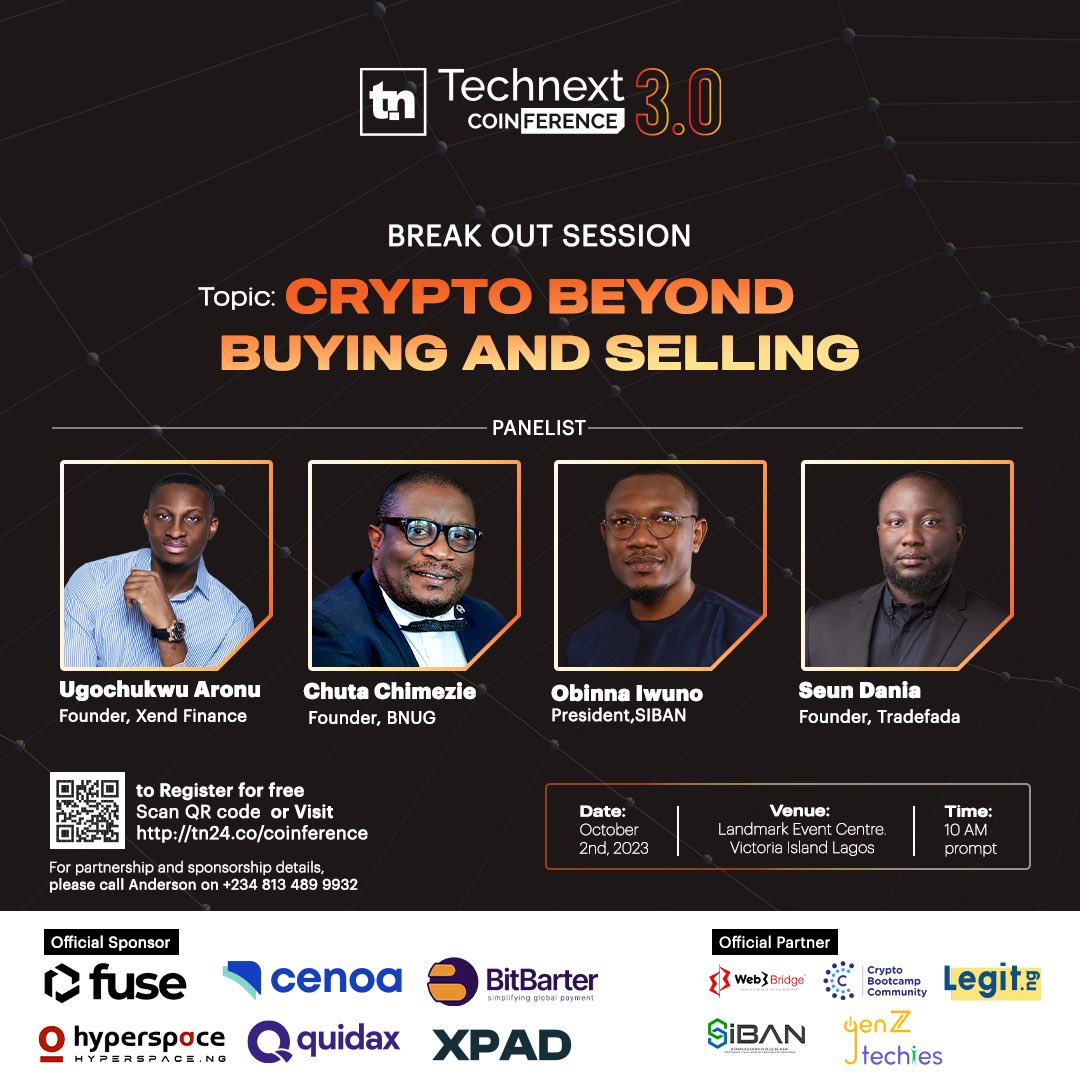 technextdotng's tweet photo. Crypto is more than just money!
Break the misconception that it's all about buying and selling. Join this breakout session at #TNC2023 to explore the diverse uses of cryptocurrency.
Don't miss out, register now: https://t.co/UJOrF6V3QD #TechnextCoinference23 https://t.co/t2NOpyTHtg