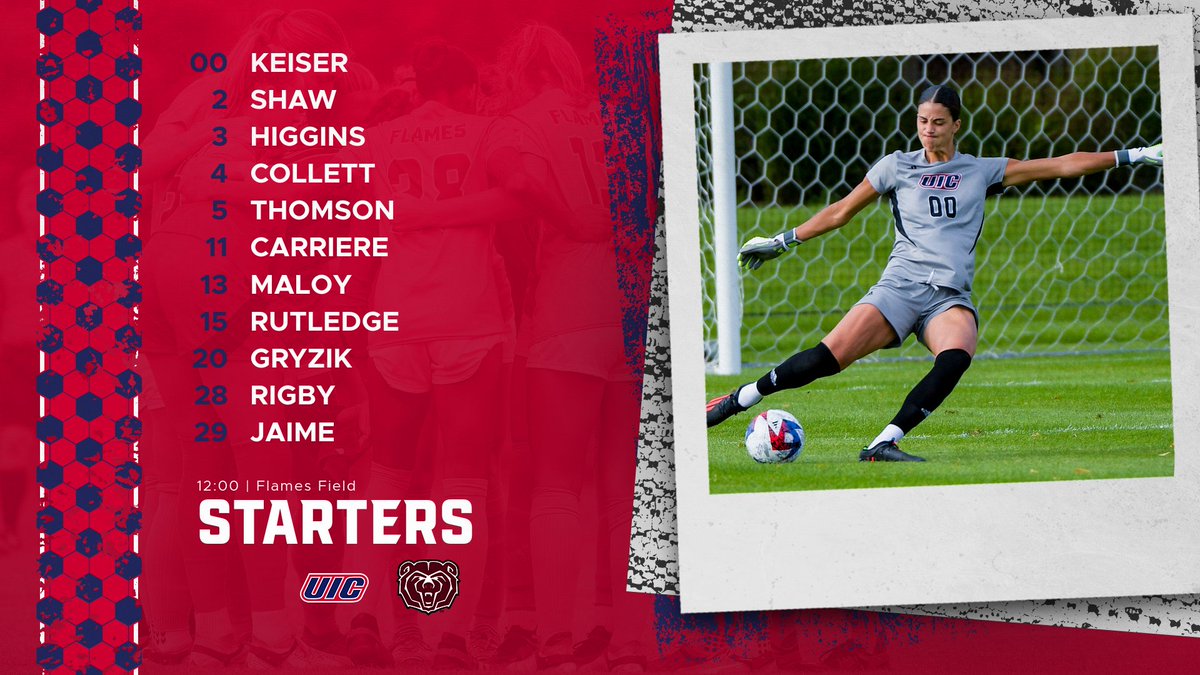 UIC_WSOC's tweet photo. Our starters 🆚 the 🐻

0️⃣0️⃣ Keiser makes a return 🔥

#FireUpFlames #ChicagosCollegeTeam https://t.co/juBdQsmwVL
